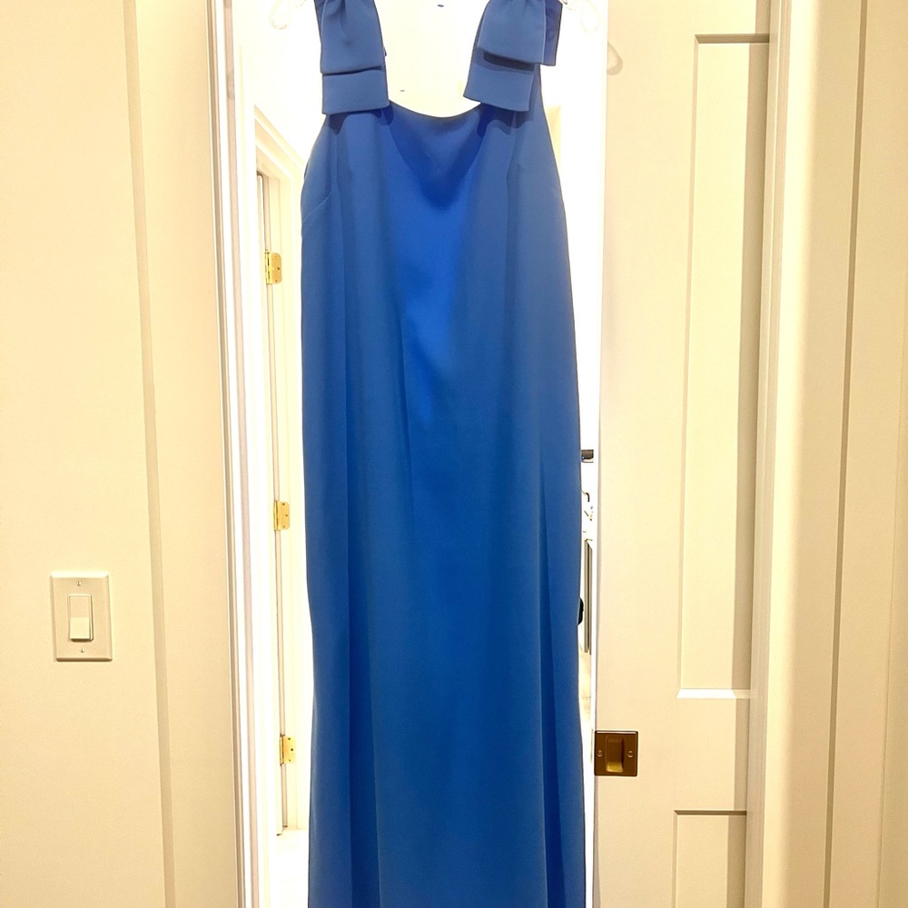 Lilly Pulitzer Blue Sleeveless Square Neck Gown